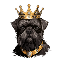 rei Affenpinscher , cachorro amante, Affenpinscher cachorro vestindo coroa mascote, generativo ai. png