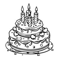 cumpleaños pastel silueta, pastel con velas, ilustración de un pastel para cumpleaños. vector