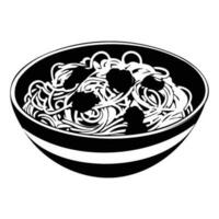 Spaghetti, A bowl of spaghetti, Italian spaghetti pasta in black vector