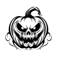 Scary Halloween pumpkin, Jack O' Lanterns black and white icon. Pumpkin sketch, Halloween Pumpkin vector