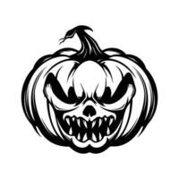 de miedo Víspera de Todos los Santos calabaza, Jack o' linternas negro y blanco icono. calabaza bosquejo, Víspera de Todos los Santos calabaza vector