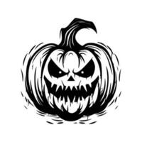 Scary Halloween pumpkin, Jack O' Lanterns black and white icon. Pumpkin sketch, Halloween Pumpkin vector