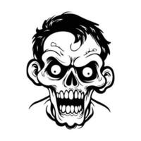 de miedo zombi dibujos animados, horror concepto, pánico afligido zombi icono vector