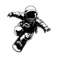 Astronaut on snowboarder in space, astronaut on a surfing board cartoon vector