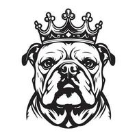 Bulldog wearing a crown, Bulldog king vector