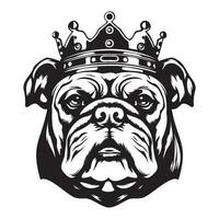 Bulldog wearing a crown, Bulldog king vector