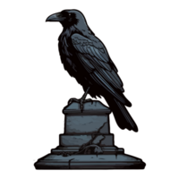 effrayant corbeau permanent sur pierre tombale, corbeau de une la tombe ou cimetière, Halloween png