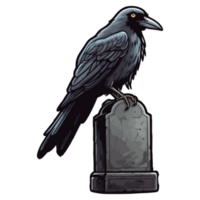 effrayant corbeau permanent sur pierre tombale, corbeau de une la tombe ou cimetière, Halloween png