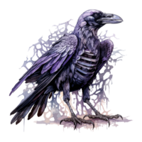 assustador morto Raven pássaro esqueleto dia das Bruxas png