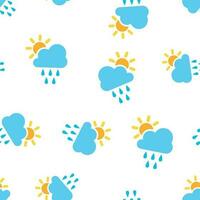 Weather forecast icon seamless pattern background. Business concept vector illustration. Sun with clouds symbol pattern.