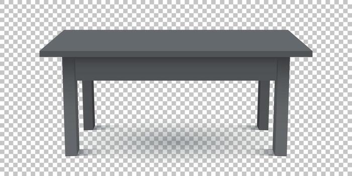 Vector 3d table for object presentation. Empty black top table on isolated background.
