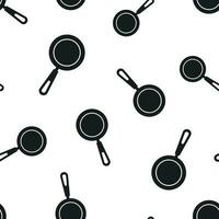 Frying pan icon seamless pattern background. Business concept vector illustration. Skillet kitchen symbol pattern.