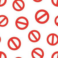 Stop sign icon seamless pattern background. Business concept vector illustration. Danger stop alert symbol pattern.