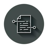 Document paper icon in flat style. Terms sheet illustration with long shadow. Document analytics business concept. vector