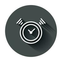 Clock timer icon in flat style. Time alarm illustration with long shadow. Stopwatch clock business concept. vector