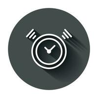 Clock timer icon in flat style. Time alarm illustration with long shadow. Stopwatch clock business concept. vector