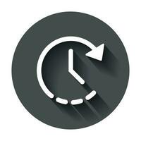Clock time icon in flat style. Vector illustration with long shadow. Business concept clock timer pictogram.