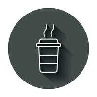 Coffee cup icon. Vector illustration with long shadow. Business concept coffee mug pictogram.