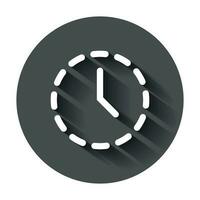 Clock time icon in flat style. Vector illustration with long shadow. Business concept clock timer pictogram.