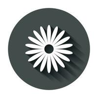 Chamomile flower vector icon in flat style. Daisy illustration with long shadow. Camomile sign concept.