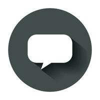 Blank empty speech bubble vector icon in flat style. Dialogue box with long shadow. Speech message business concept.