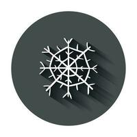 Hand drawn snowflake vector icon. Snow flake sketch doodle illustration with long shadow. Handdrawn winter christmas concept.