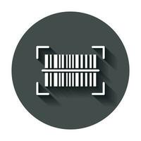 Barcode product distribution icon. Vector illustration with long shadow. Business concept barcode pictogram.