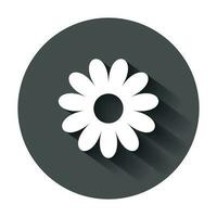 manzanilla flor vector icono en plano estilo. margarita ilustración con largo sombra. manzanilla firmar concepto.