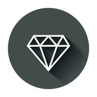 diamante joya joya vector icono en plano estilo. diamante piedra preciosa ilustración con largo sombra. joyería brillante concepto.