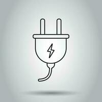 Plug socket icon in line style. Vector illustration on isolated background. Business concept power wire cable pictogram.