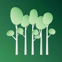 Paper tree flat vector icon. Tree forest illustration background. Nature business concept.