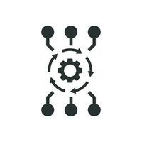 Algorithm api software vector icon in flat style. Business gear with arrow illustration on white isolated background. Algorithm concept.
