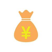 Yen, yuan bag money currency vector icon in flat style. Yen coin sack symbol illustration on white isolated background. Asia money business concept.
