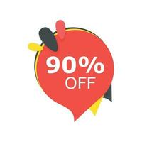 Sale 90 off discount price tag icon. Vector illustration. Business concept price discount pictogram.