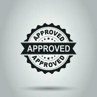Approved seal stamp vector icon. Approve accepted badge flat vector illustration. Business concept pictogram on white background.
