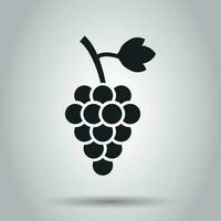 Grape fruit with leaf icon. Vector illustration on white background. Business concept Bunch of wine grapevine pictogram.