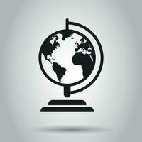 Globe world map vector icon. Round earth flat vector illustration. Planet business concept pictogram.