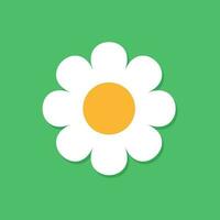 Chamomile flower vector icon in flat style. Daisy illustration on green isolated background. Camomile sign concept.