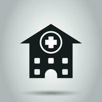 Hospital building vector icon. Infirmary medical clinic sign illustration. Business concept simple flat pictogram on isolated background.