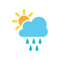 Weather forecast icon in flat style. Sun with clouds illustration on white isolated background. Forecast sign concept. vector