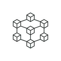 Blockchain technology vector icon in flat style. Cryptography cube block illustration. Blockchain algorithm concept.