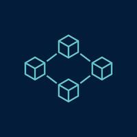 Blockchain technology vector icon in flat style. Cryptography cube block illustration. Blockchain algorithm concept.