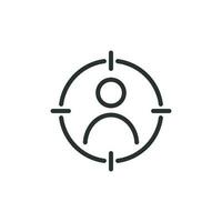 Target audience icon in flat style. Marketing target strategy illustration on white isolated background. Aim on people business concept. vector