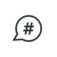 Hashtag vector icon in flat style. Social media marketing illustration on white isolated background. Hashtag network concept.