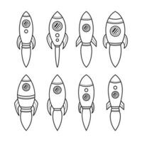 Space Rocket Line Art Design Collection Set vector