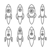 Space Rocket Line Art Design Collection Set vector