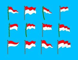 Indonesian Flag Design Collection Set vector