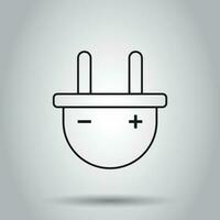 Plug socket icon in line style. Vector illustration on isolated background. Business concept power wire cable pictogram.