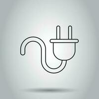 Plug socket icon in line style. Vector illustration on isolated background. Business concept power wire cable pictogram.