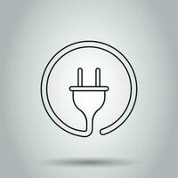 Plug socket icon in line style. Vector illustration on isolated background. Business concept power wire cable pictogram.